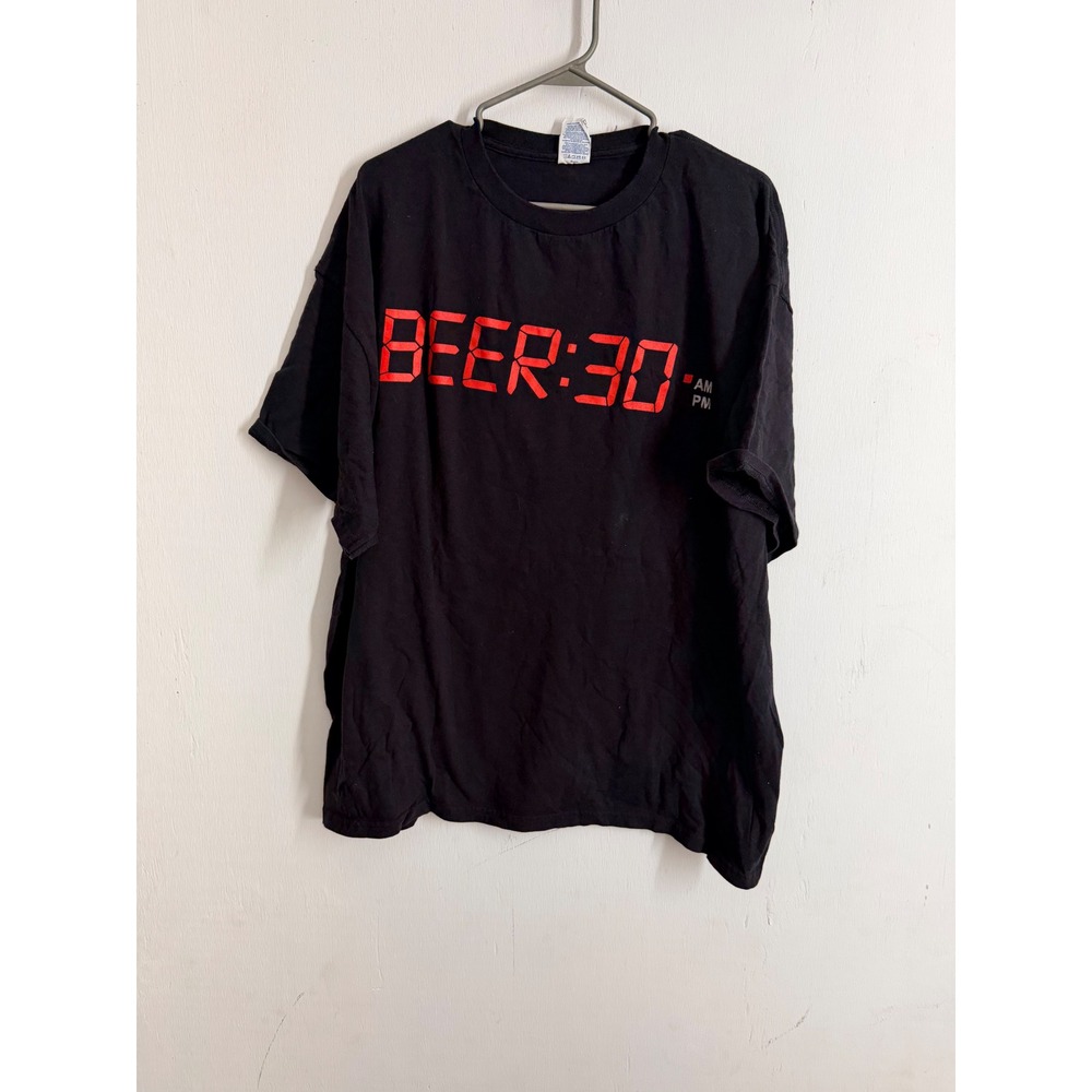 Beer:30 Graphic T-Shirt Mens 2XL Black Red Funny Novelty Tee